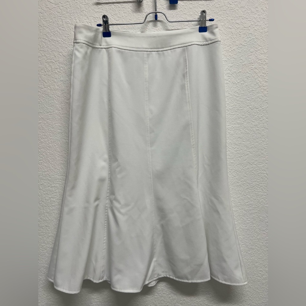 *Investments White Fully Lined Midi Skirt Office Size 10